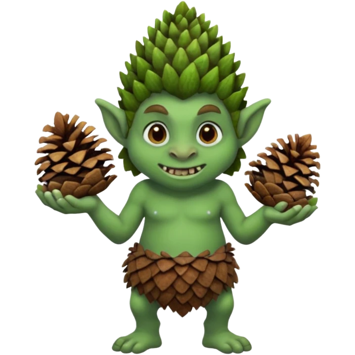 Troll holding lots of pinecones  emoji