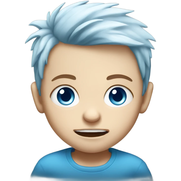 Mad baby Caucasian boy with blue eyes and blue hair emoji