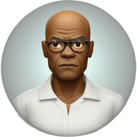 bald samuel l jackson serious wearing shirt emoji