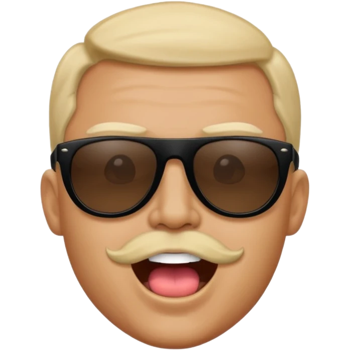 a bold man with black sunglasses and his mouth opened emoji