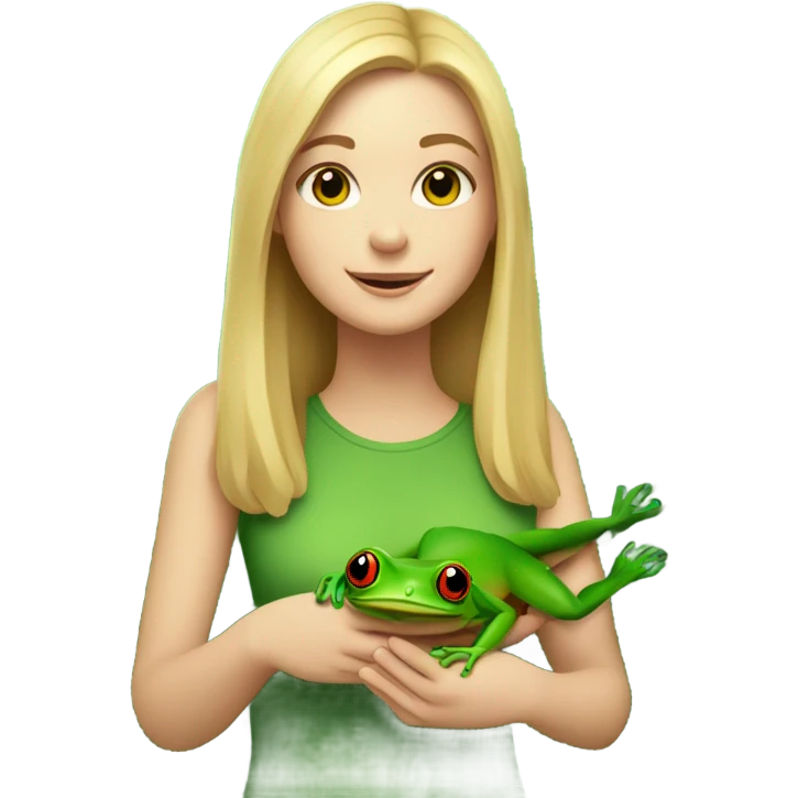 White girl with tree frog in rainforest  emoji