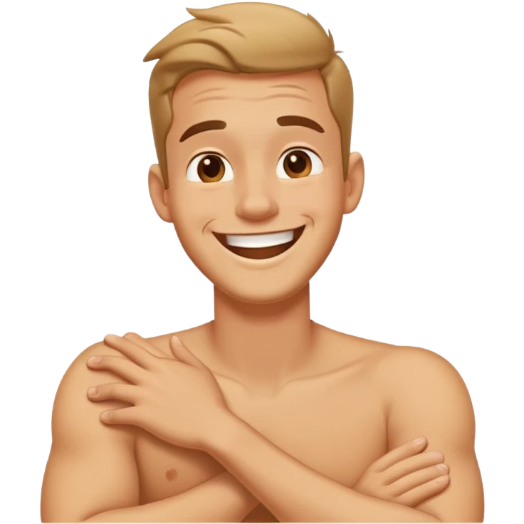 Arms crossed holding neck laughing guy emoji