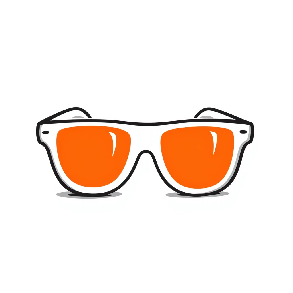 Groovy 70s oversized sunglasses with bright orange tint and thick white frames emoji