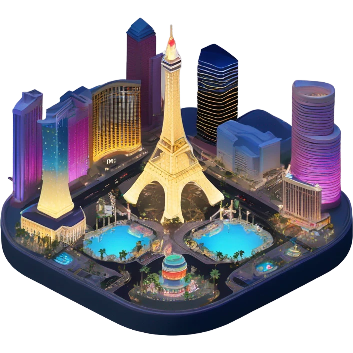 Las Vegas isometric nighttime aerial view emoji