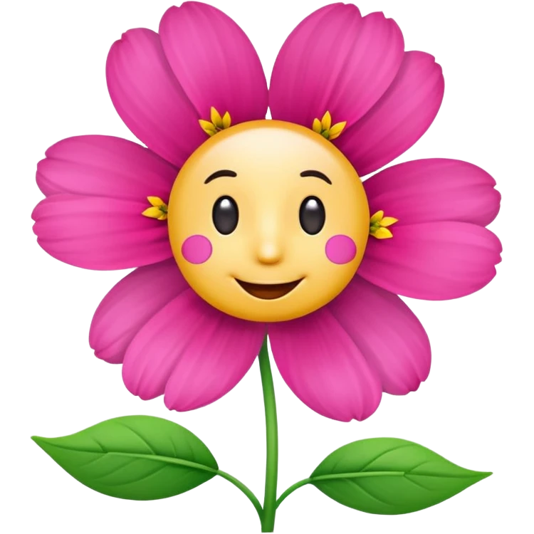 cosmos flower emoji, stylized with a cartoon face emoji