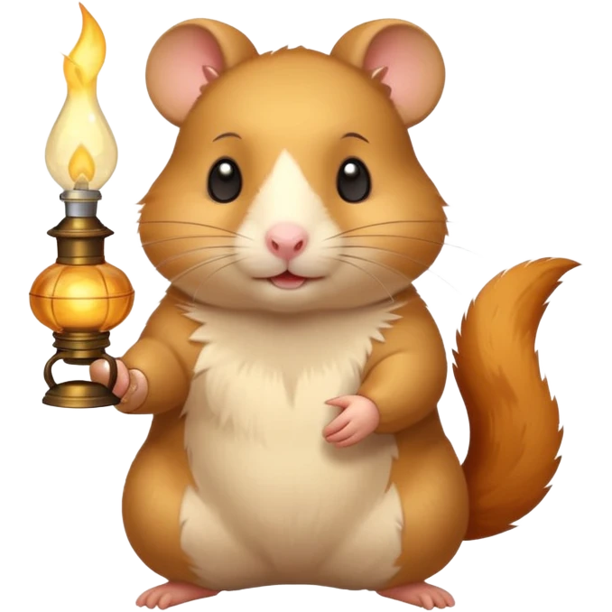 hamster holding oil lamp light emoji