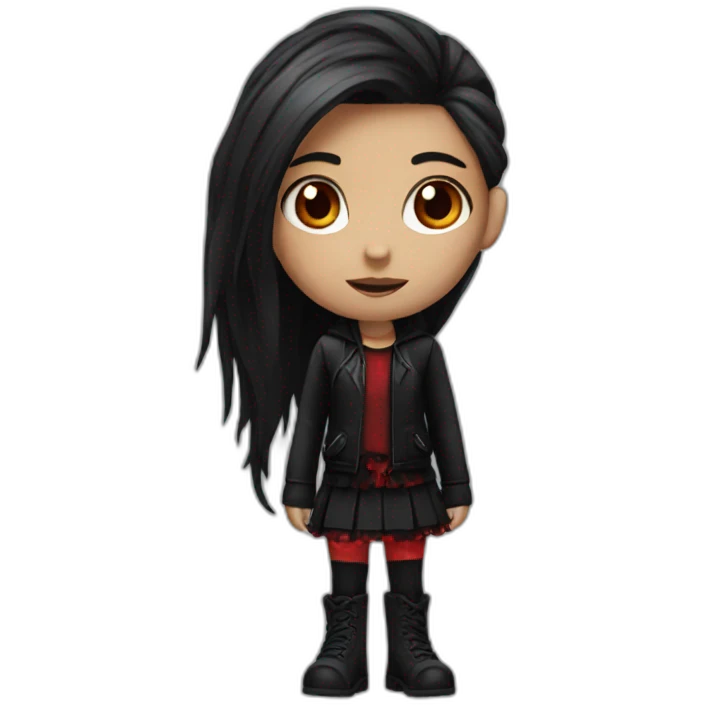 goth girl with half black and half red hari emoji