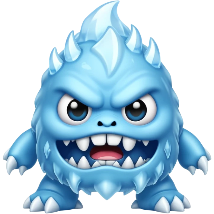 a grumpy chibi ice monster, scary, sinister emoji