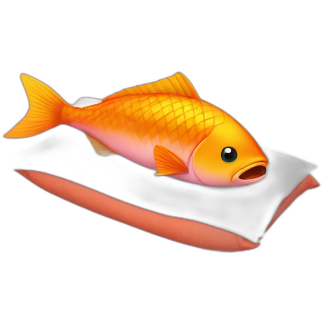 poisson qui dort sur un oreiller rose emoji