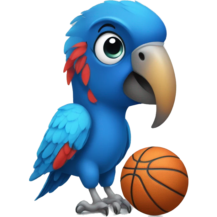 Blue parrot playing basketball emoji