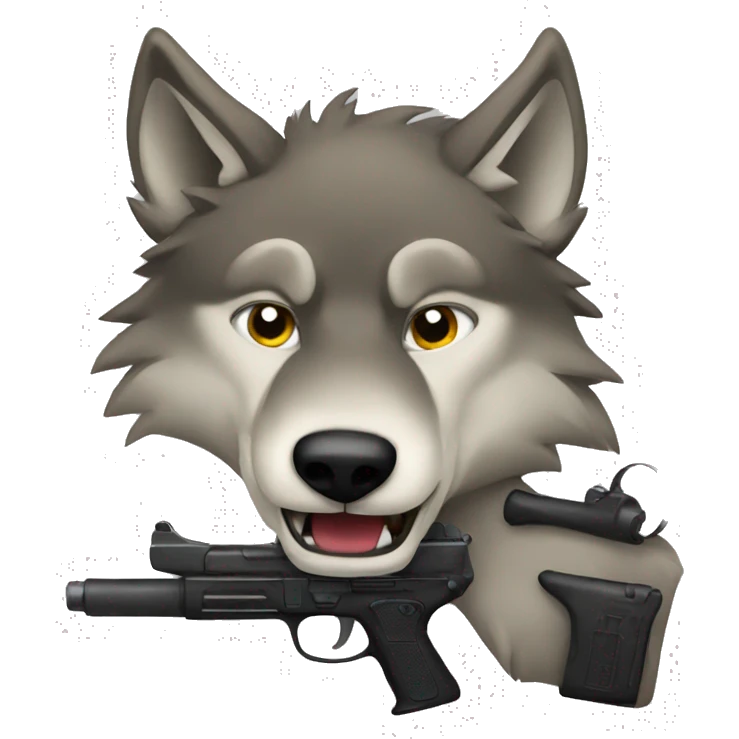 Wolf and gun emoji