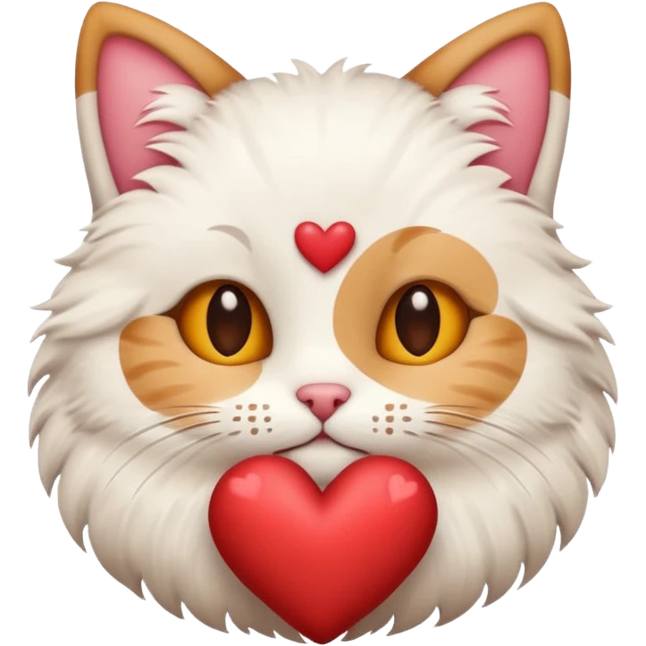 A stylized Christmas emoji of a cute cat and a heart, minimalist design, soft warm colors, cozy winter mood, simple background, sweet and romantic.
 emoji