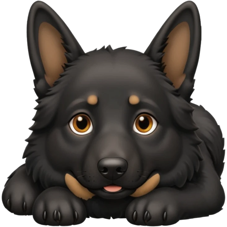 mostly black german shepherd lying on back emoji
