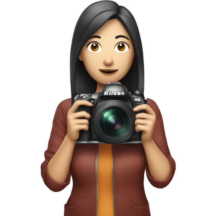 asian woman holding a nikon camera emoji
