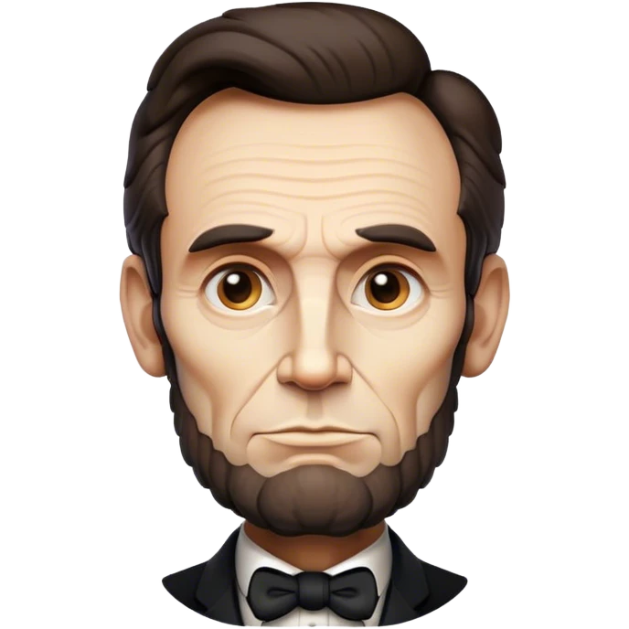Cinematic Realistic Abraham Lincoln Portrait Emoji, depicted as a stoic iconic statesman with a tall dignified silhouette and thoughtful expression, rendered with detailed textures and dramatic historical lighting that captures his timeless presence. emoji