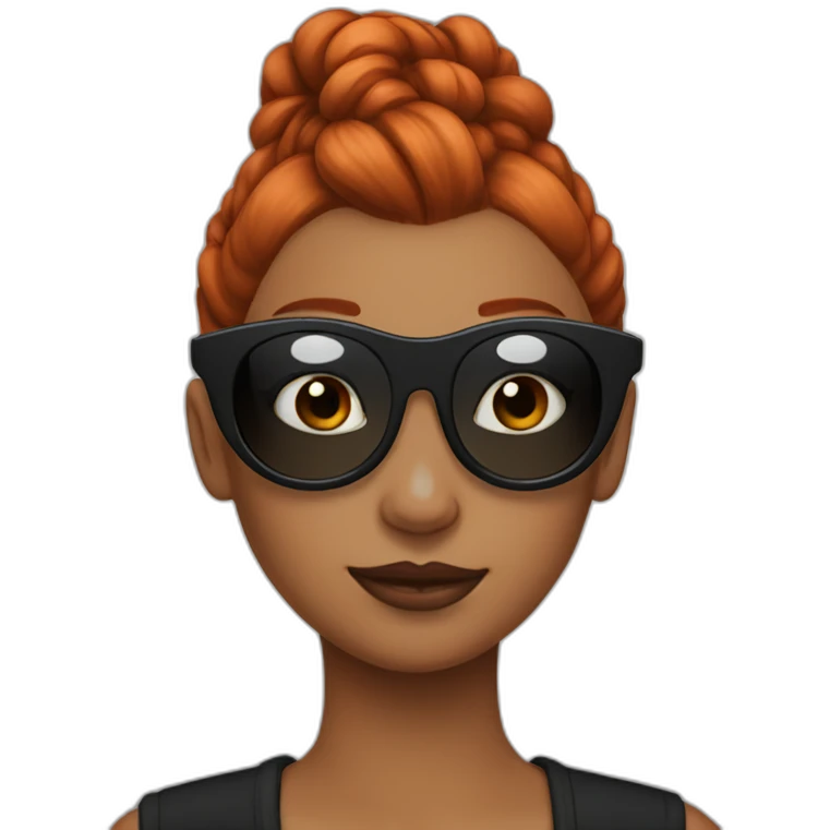 Bad Redhead girl bun Sun glass bun wearing black with cockatiel emoji
