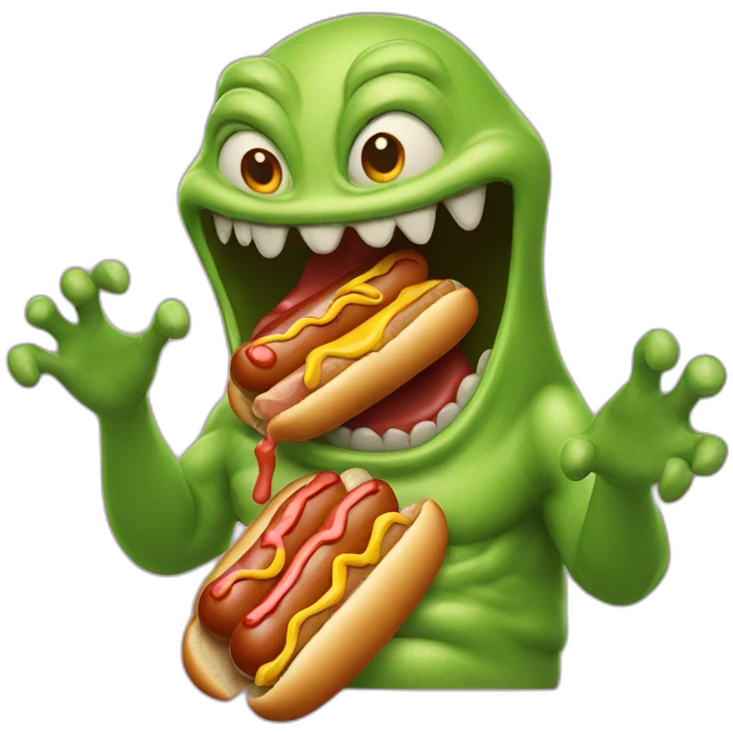 Slimer eating hot dogs emoji