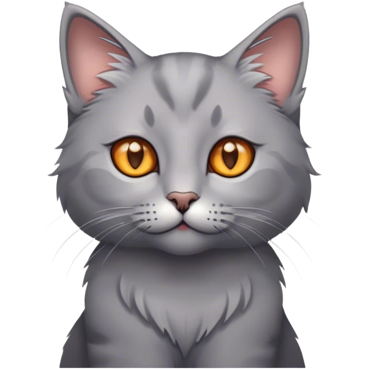Gorgeus grey kitty with big amber eyes emoji