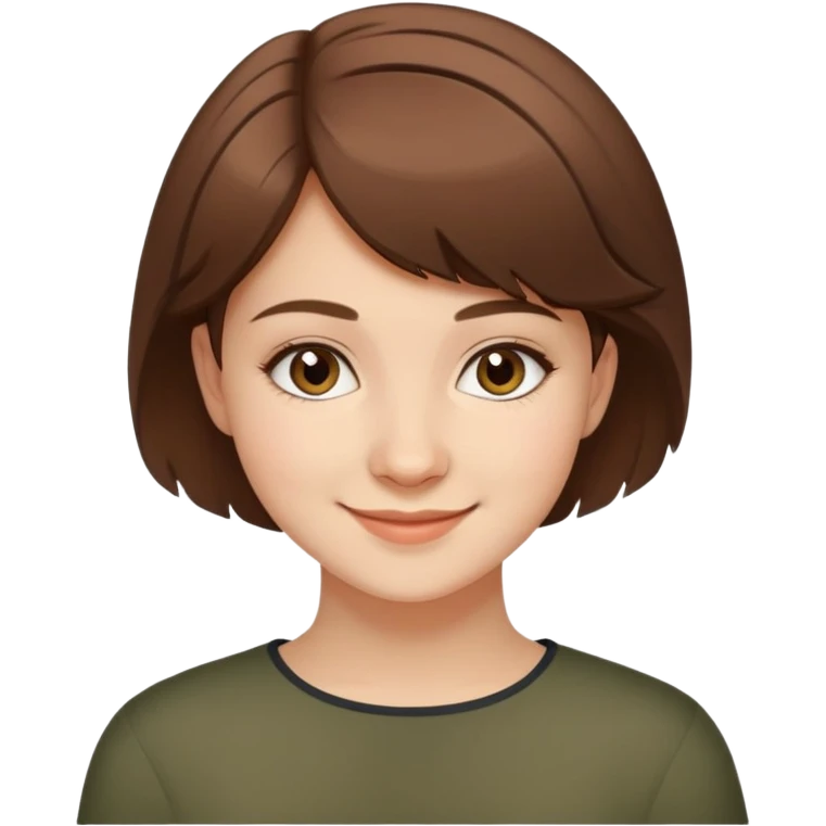20-year-old Chechen girl with short brown hair, smiling emoji