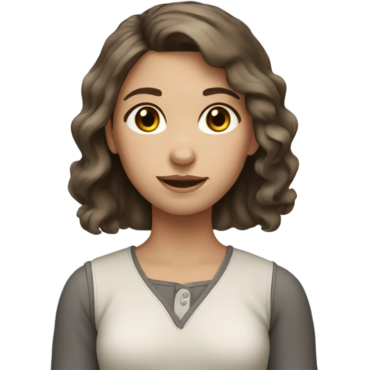 A girl with fair skin, brown hair and gray eyes emoji