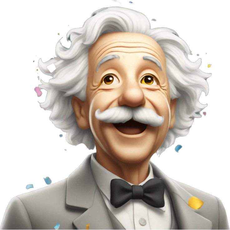 happy albert einstein shooting confetti emoji