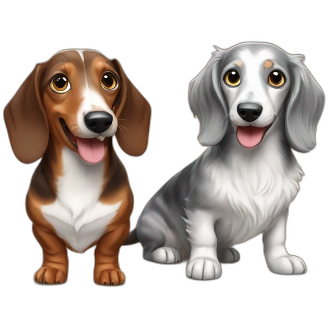 dachshund and maine coone playing emoji