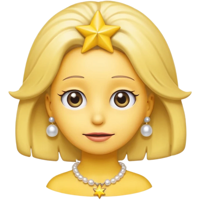 3D emoji head-only, smooth plastic, soft studio light, big round eyes, bold outline, centered, transparent bg,
Lisa Simpson, yellow skin, eight-point star hair, white pearl necklace emoji