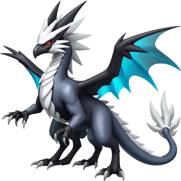 Shiny Dark Nargacuga-Zekrom-Reshiram-Silvally-Noivern-Hybrid (Full body) emoji