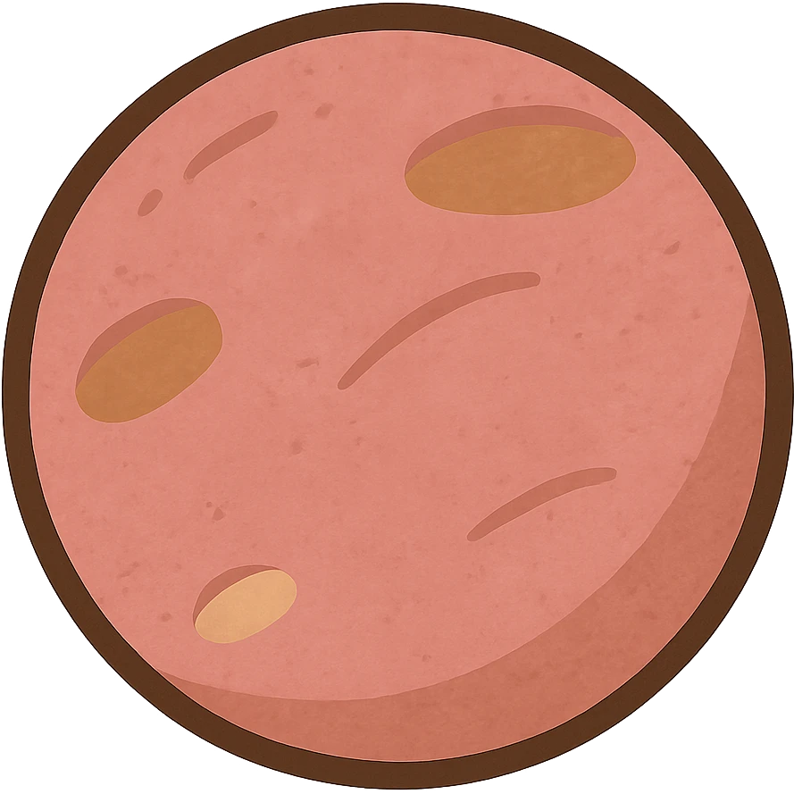 bold flat warm colors style icon of a pink planet emoji