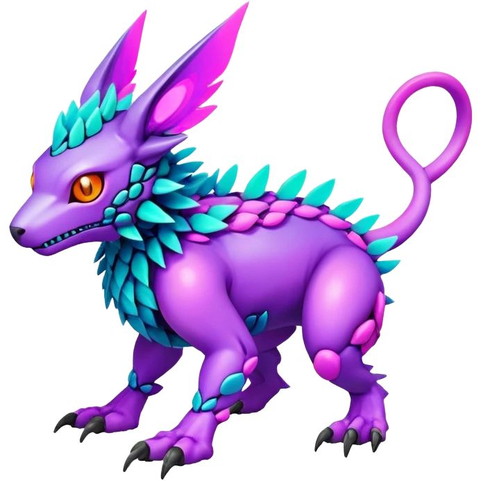  Bright lush warm-colored colorful neon-colored cyber-Fakémon-Digimon-Trico-creature emoji