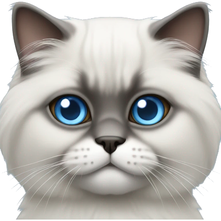 Himalayan cat grey and white with blue eyes emoji