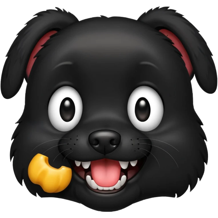 Little black dog biting emoji