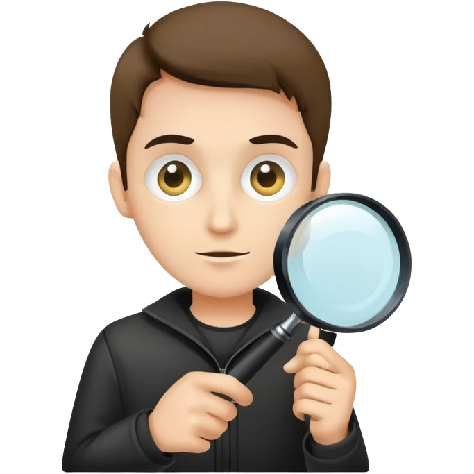 hacker with magnifying glass collecting information emoji