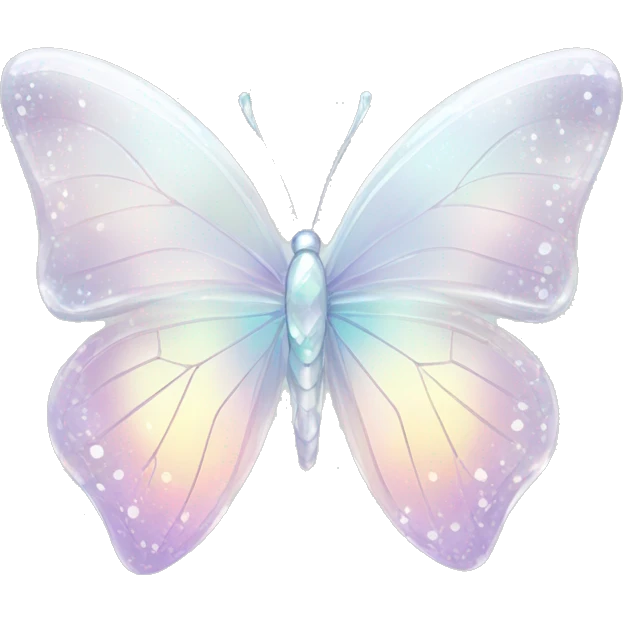 Sparkly glossy Pastel white iridescent glass crystal butterfly emoji