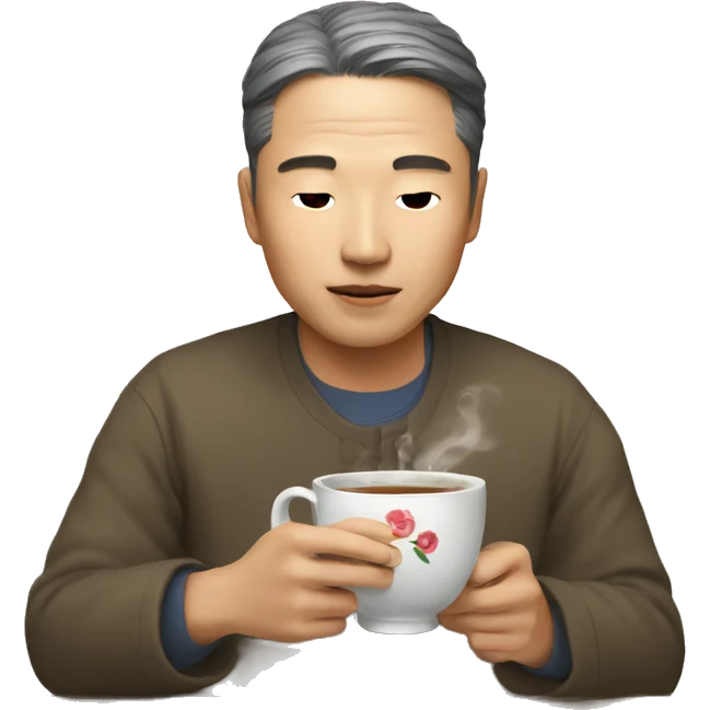 Korean man drinks tea emoji