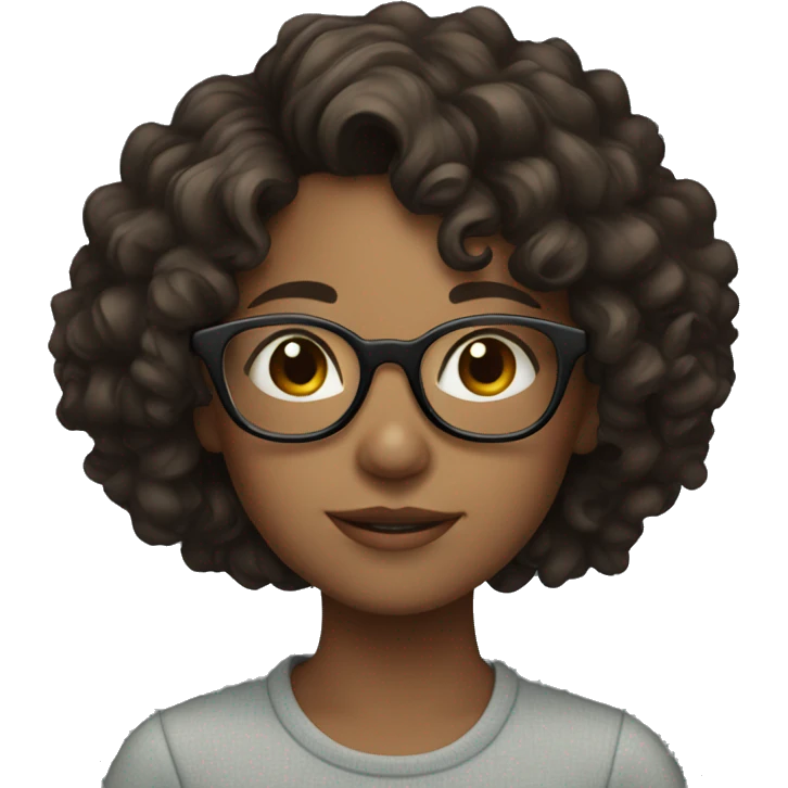 Girl with glasses, curly hair, brunette emoji