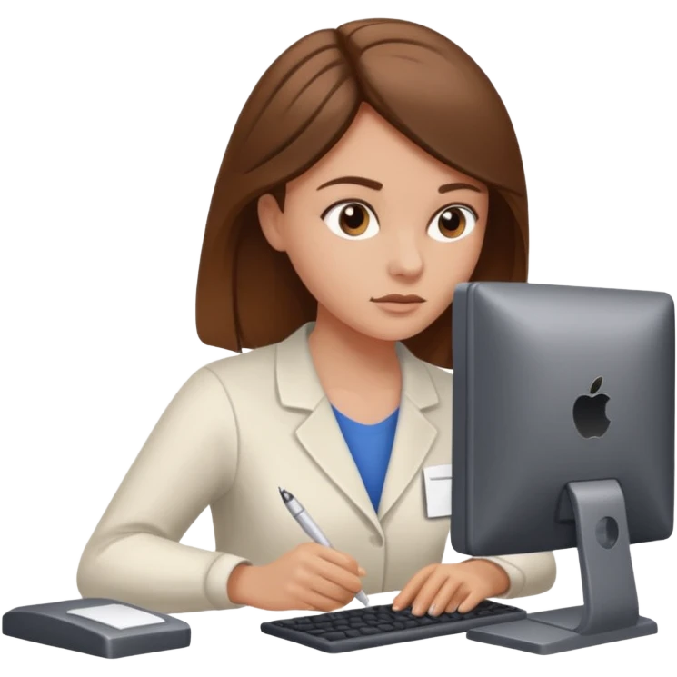 a white woman passes test on computer emoji