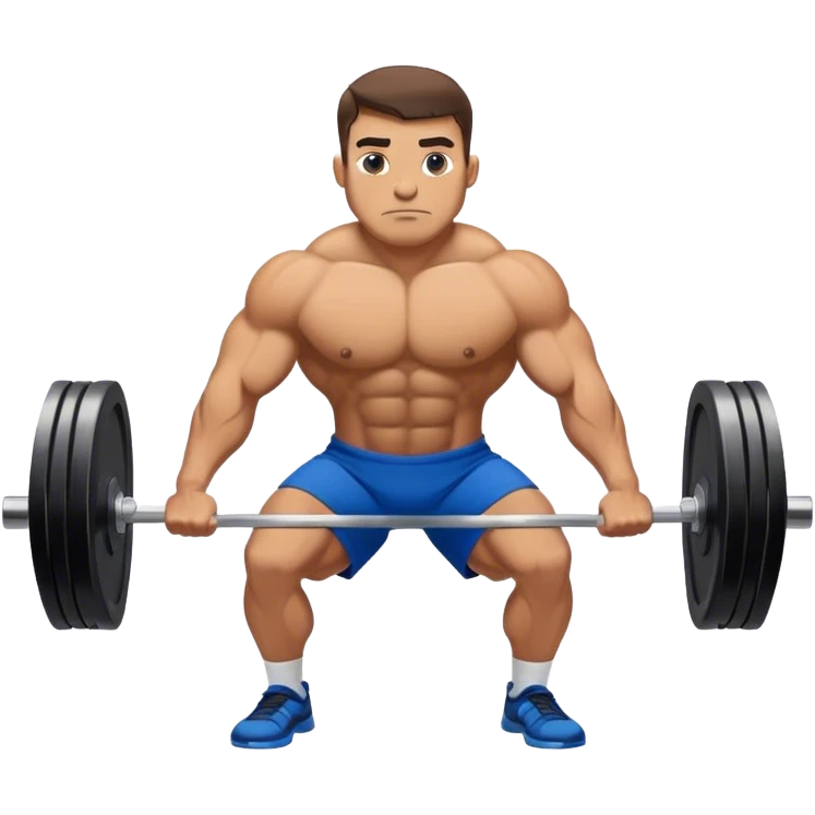 buff man with blue shorts doing deadlift emoji