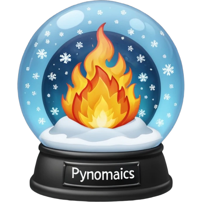 Can you make snow globes  cooperative with fire and have the text pyromaniacs  emoji