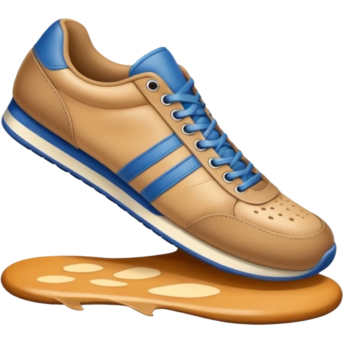  a foot wearing a sneaker pressing on the ground, leaving a visible shoe print beneath. Rounded, glossy, smooth, soft shadows, white background.


 emoji