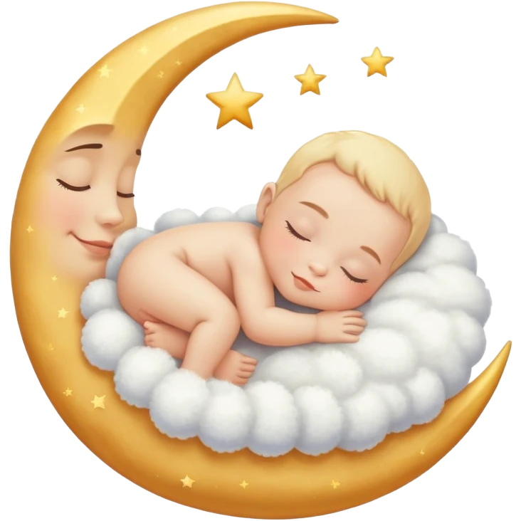 Baby lying on a half moon emoji