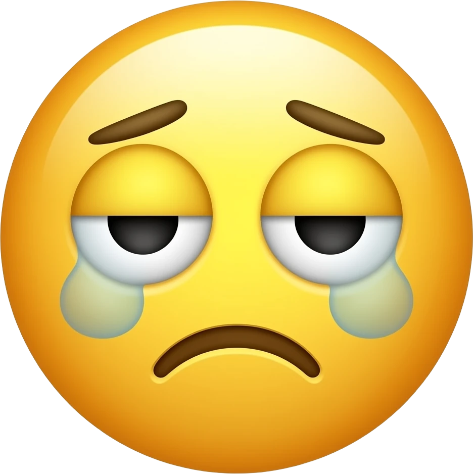 Make a tired emoji circle face and no body make him hav yellow skin and hav eyebags make an google style emoji