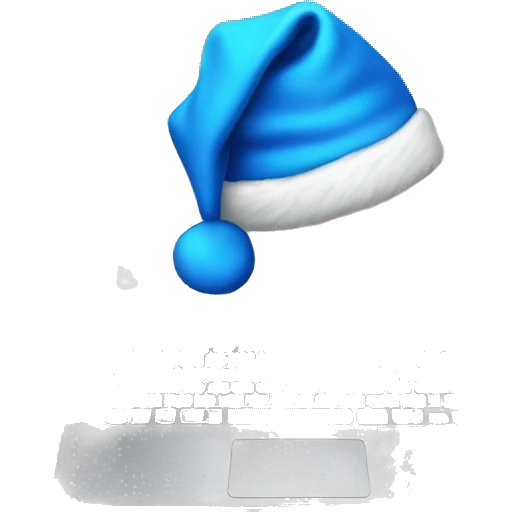 Laptop with blue Santa hat emoji