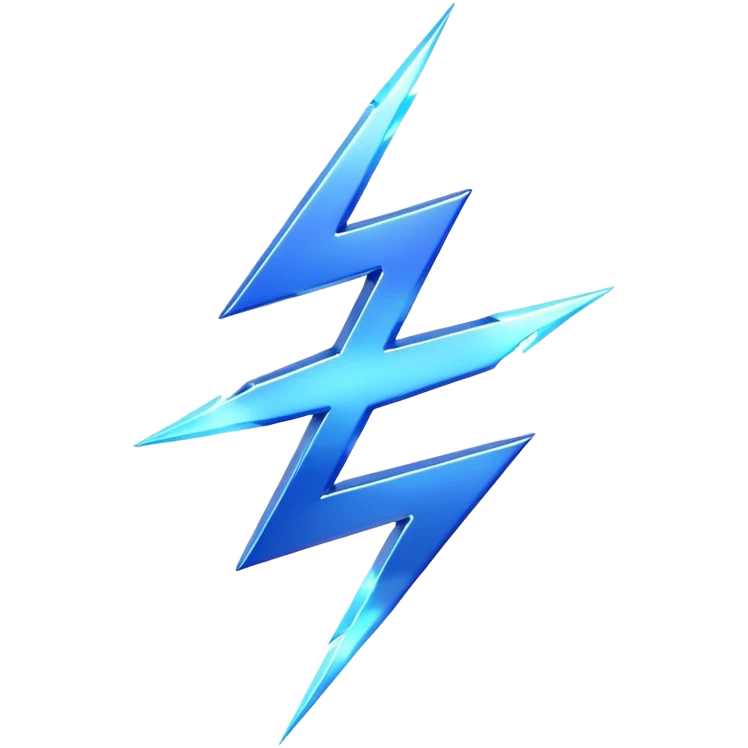 3d blue sorayama gradient chrome plasma energy lightning emoji