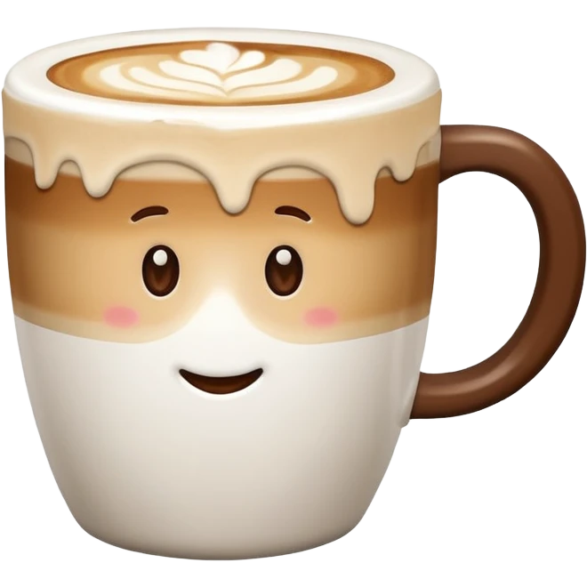 White coffee mug with latte emoji