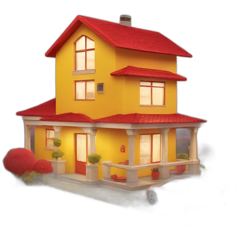smart home in red and yellow colors emoji