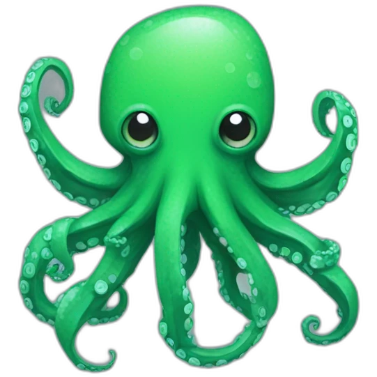 Green pixel art octopus with cornered head emoji