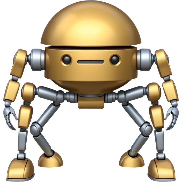 completely symmetrical 4 legged robot. center sphere with 4 evenly spaced legs extending from each side emoji
