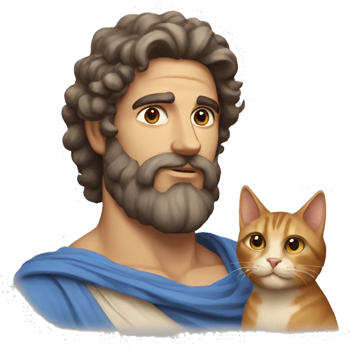A beardless greek god with a cat emoji