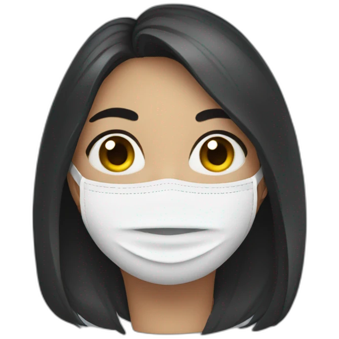covid mask girl dark hair emoji